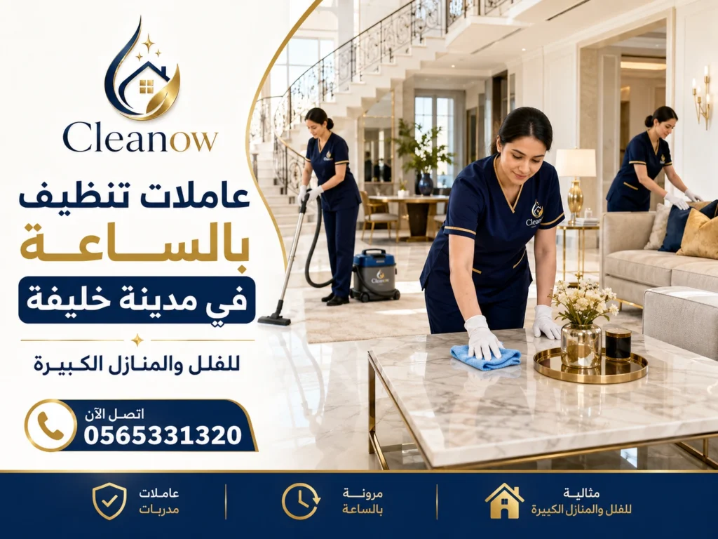 عاملات تنظيف بالساعة في مدينة خليفة