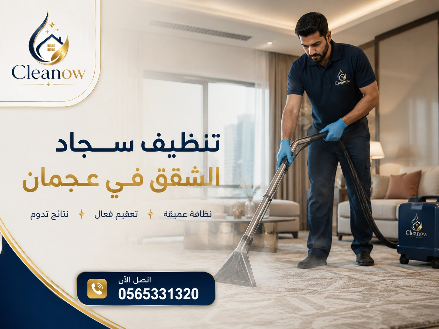 تنظيف سجاد الشقق في عجمان داخل المنزل من Cleanow