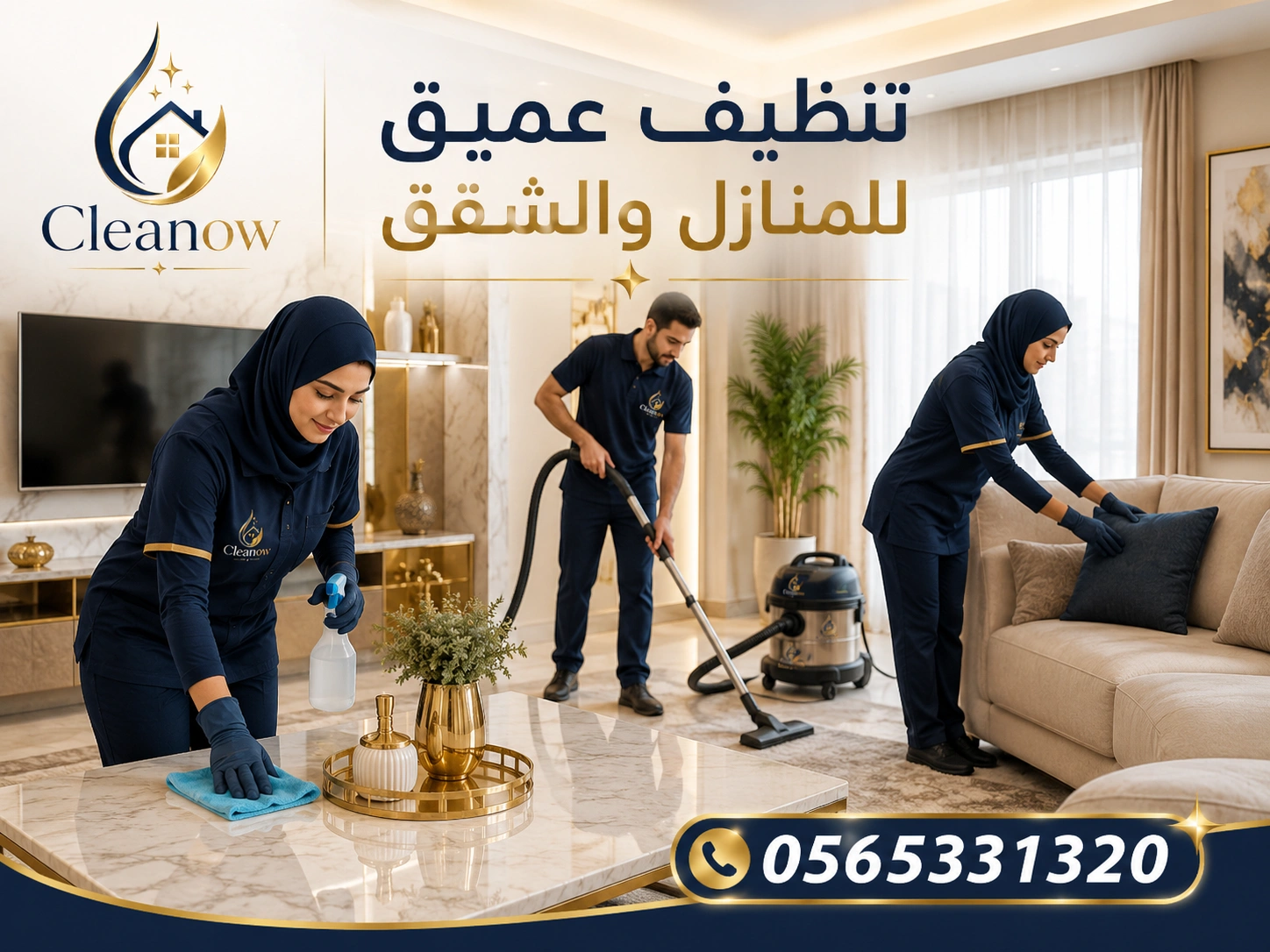 تنظيف عميق للمنازل والشقق مع فريق Cleanow
